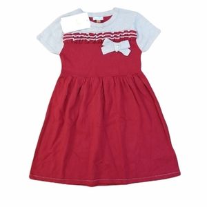 Red & Beige Ruffled Knit Christmas Dress sz 6